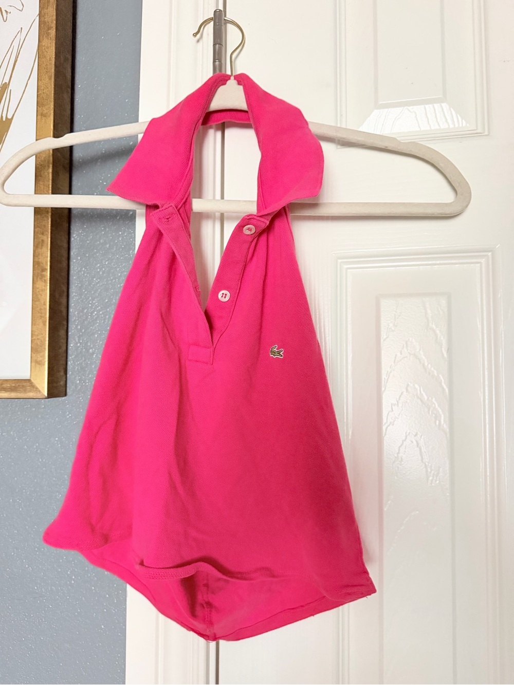 Lacoste Hot Pink Sleeveless Polo Halter Top